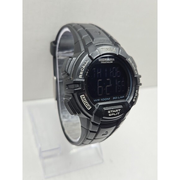 Timex Ironman Rugged 30 Laps Watch Indiglo 45mm Black Chrono Digital New Battery - Picture 3 of 12